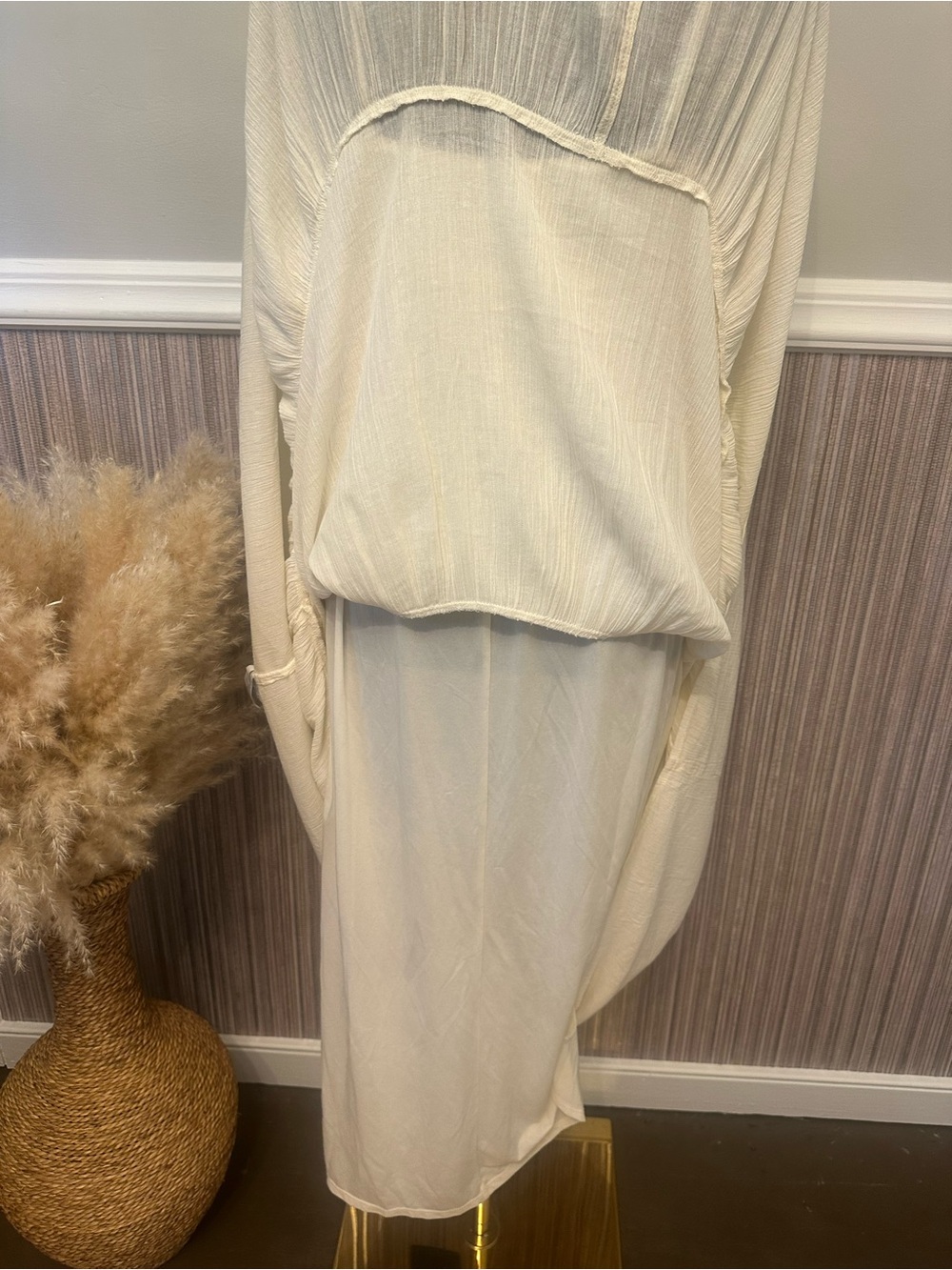 American Eagle Ivory Crochet Bodice Tiered Maxi Dress Lined Cottagecore Small - Picture 10 of 16